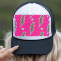 Leopard Print Lightening Bolts on Pink Background