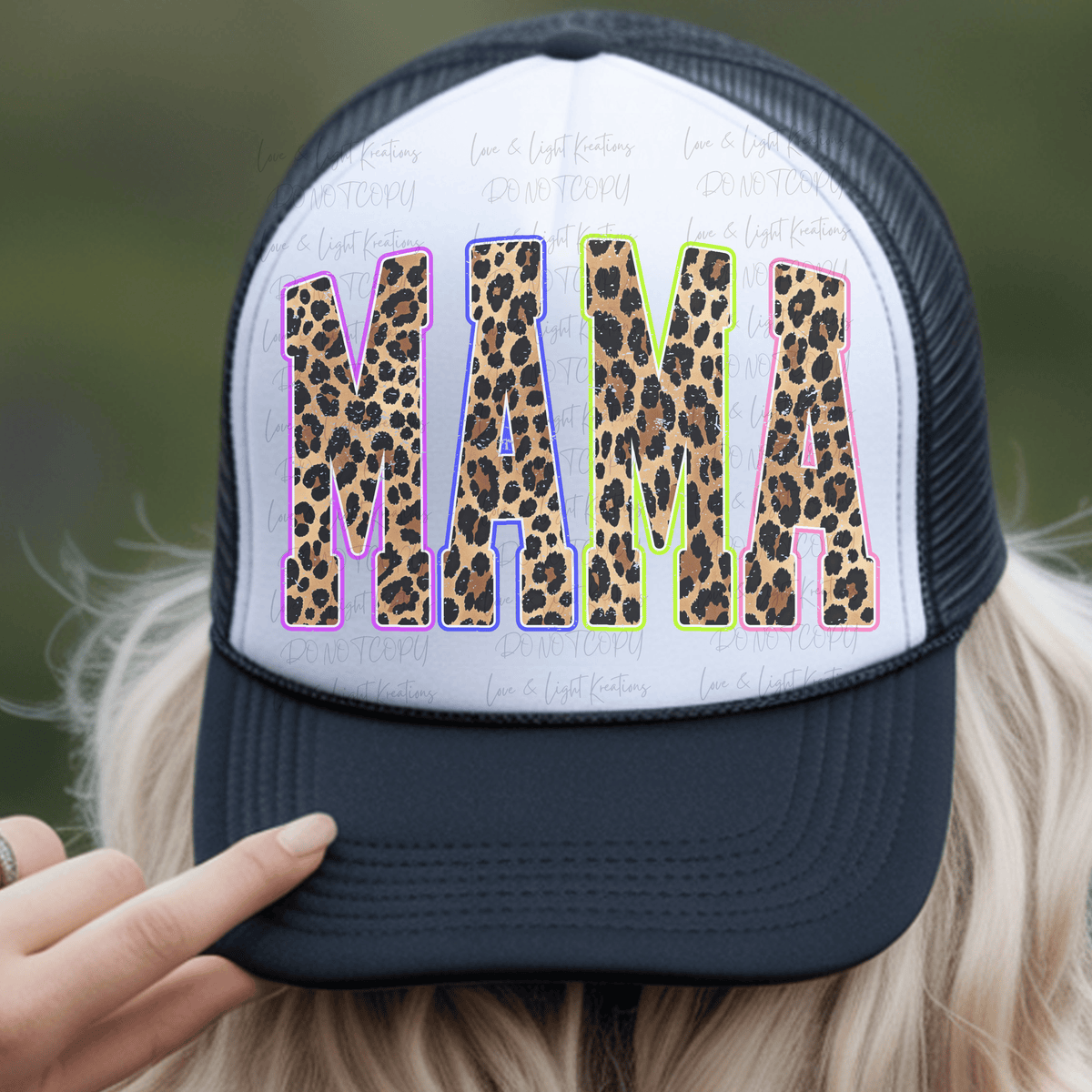 Leopard Print Mama with Neon Outline
