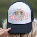 Leopard Print Smiley With Pink Outline and Palm Tree Sunglasses