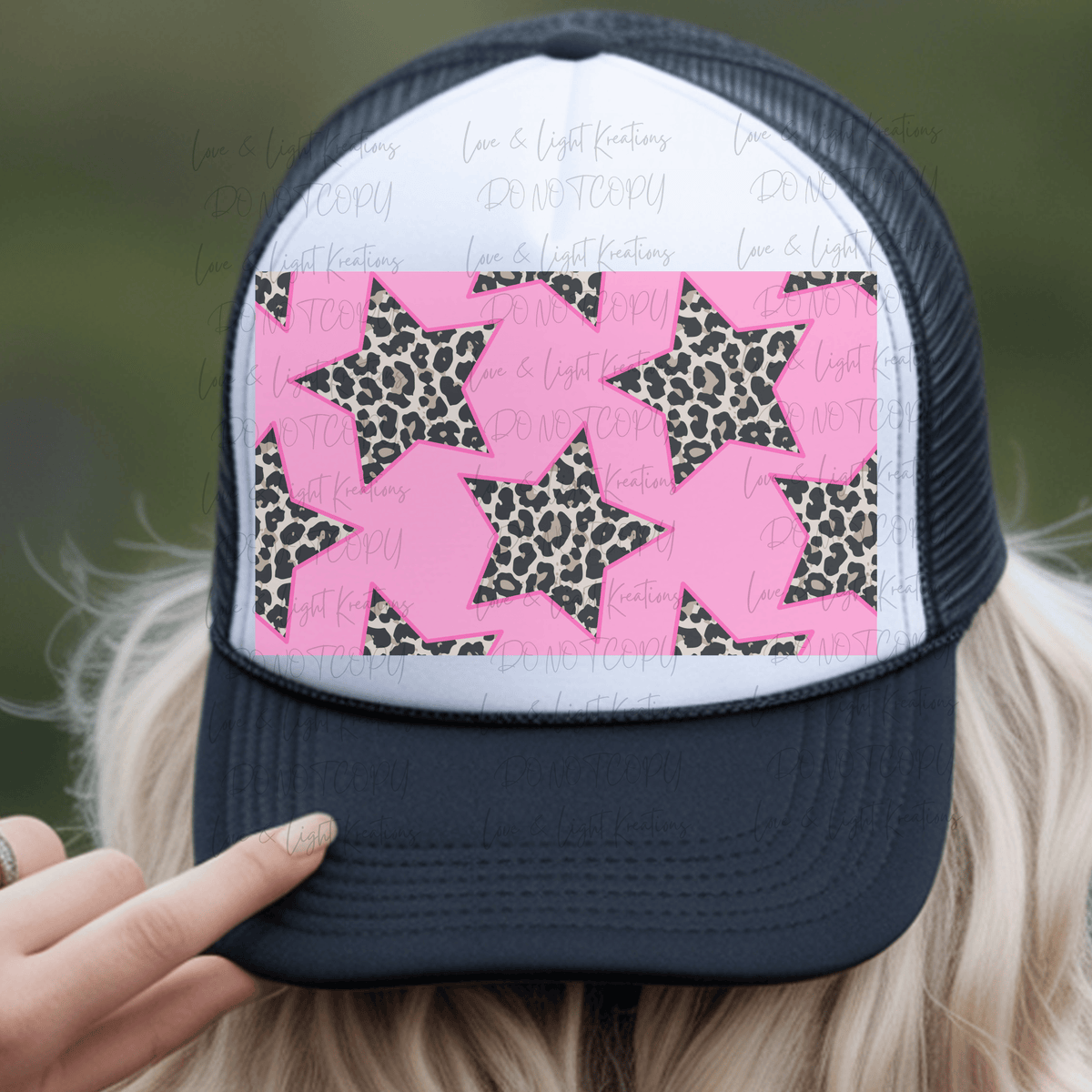 Leopard Print Stars on Pink Background