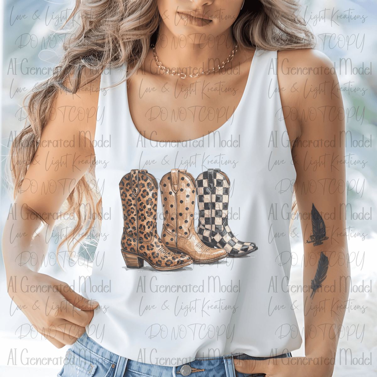 Leopard Print, Polka Dots, and Checker Boots Paint Stroke
