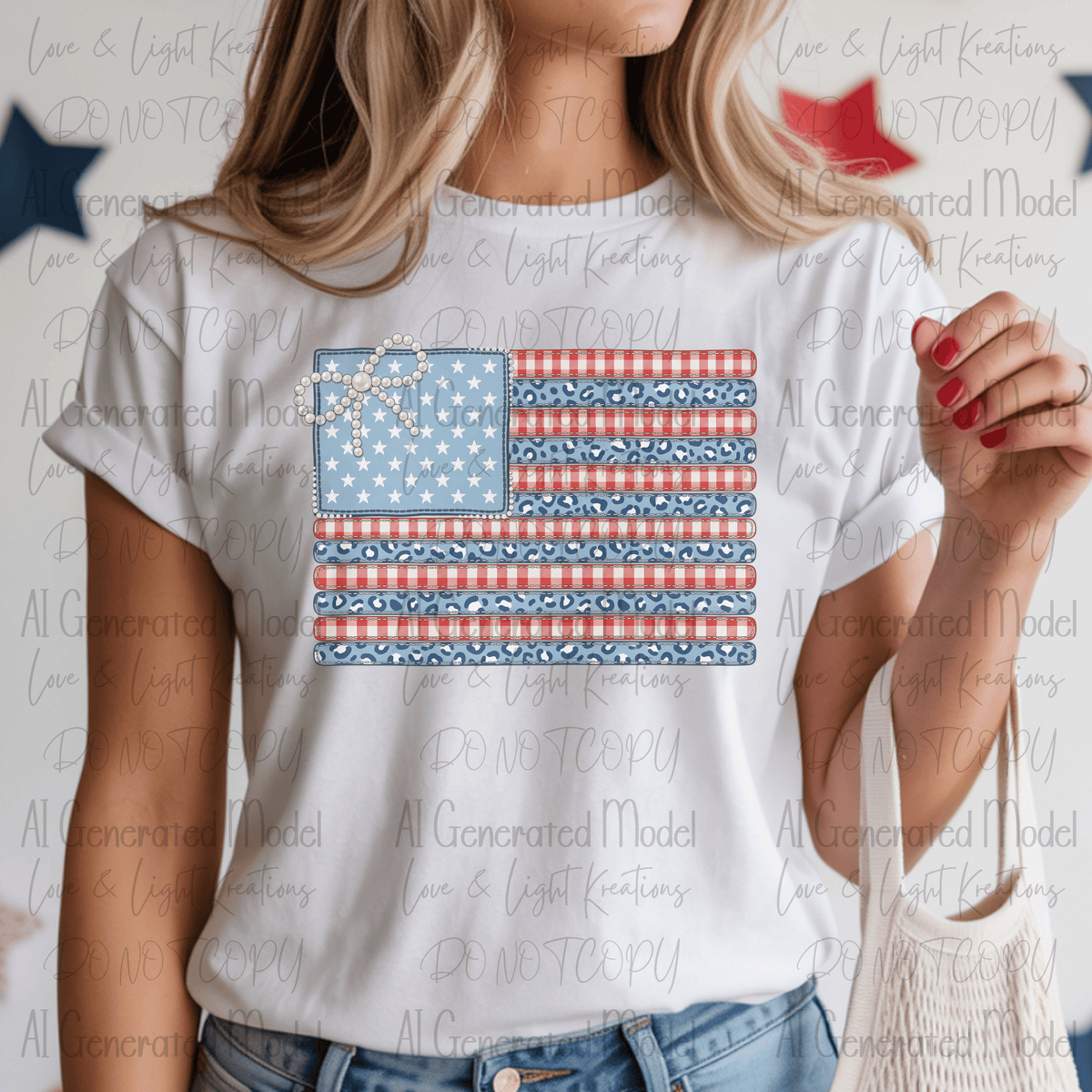 Leopard, Checker and Pearly American Flag