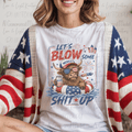 Let's Blow Some Shit Up Highland Cow with Drink and Fireworks