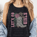 Let's Go Girl White Boot Brown Hat and Flower
