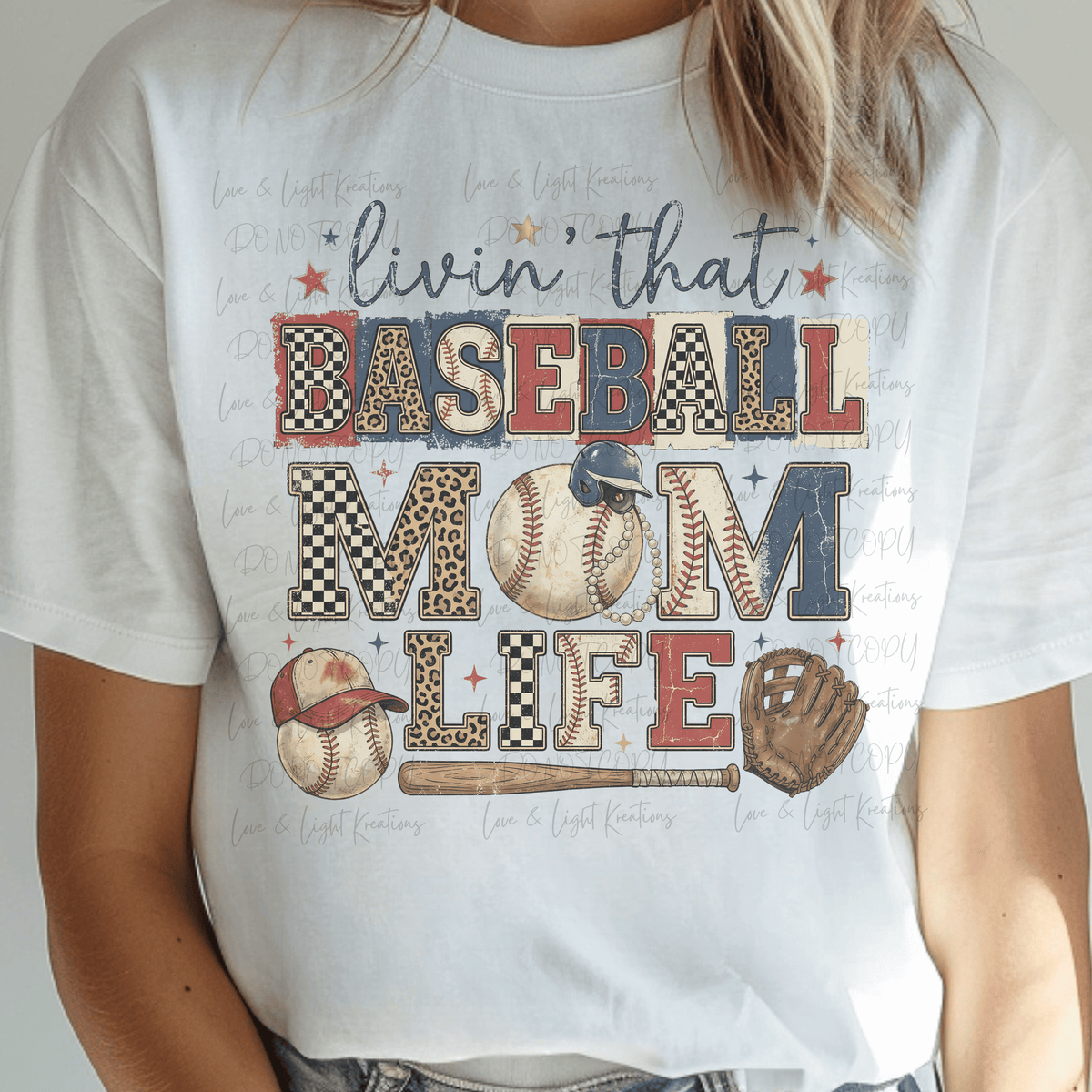 Livin' That Baseball Mom Life with Patterned Letters