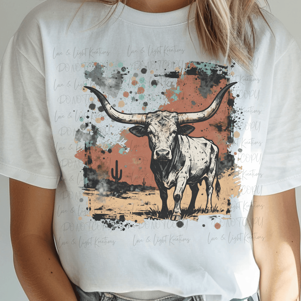 Longhorn with Western Splatter