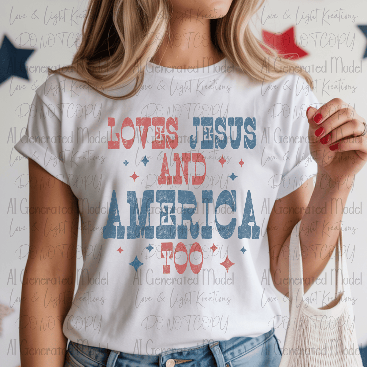 Loves Jesus and America Too Red and Blue