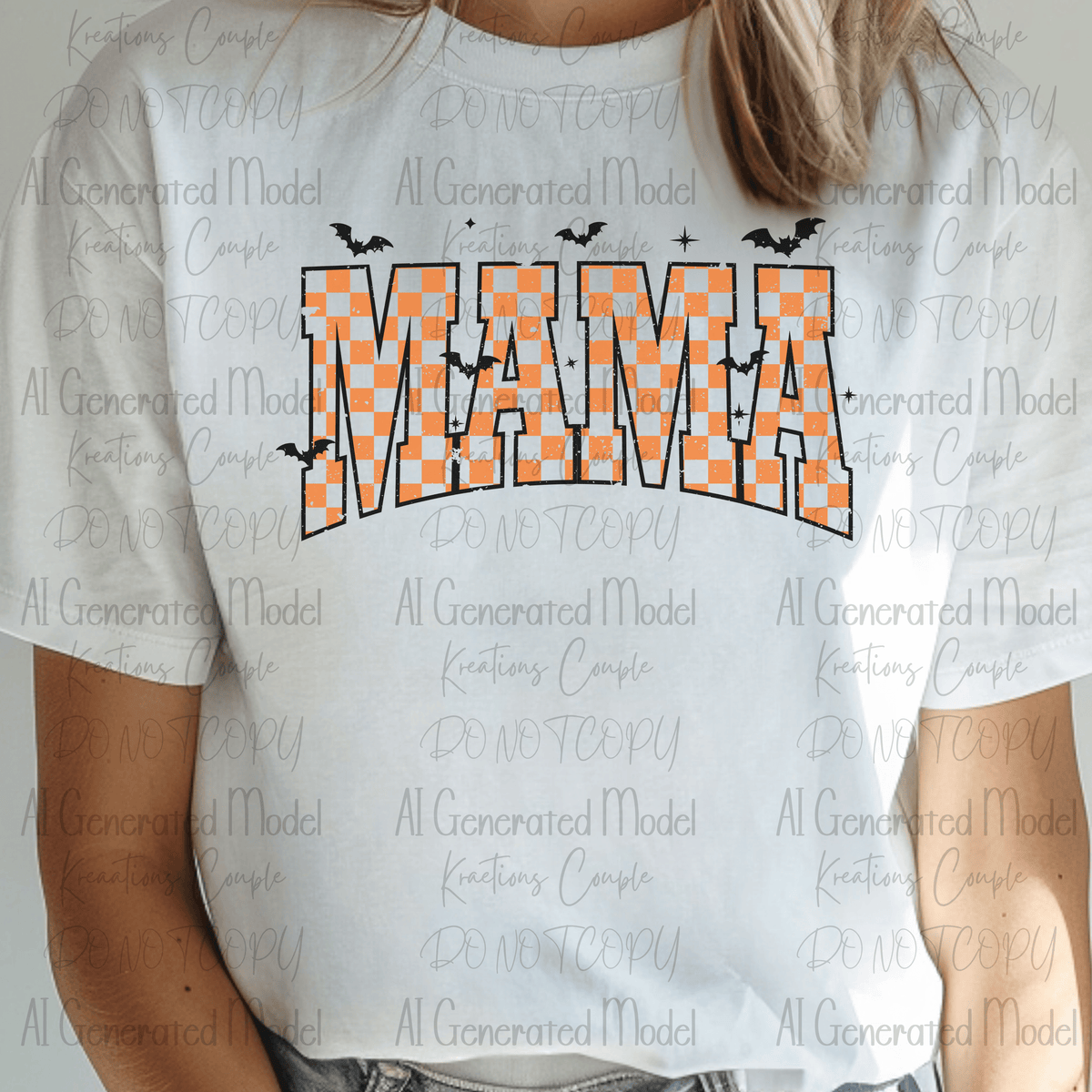 MAMA Orange Checkerboard with Bats