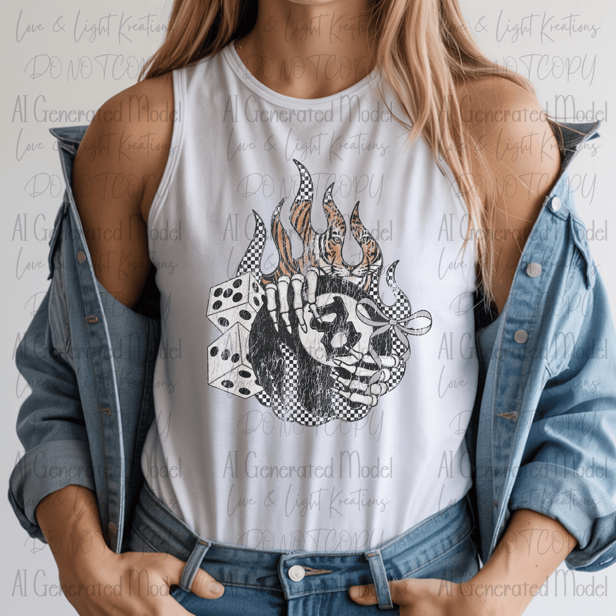 Magic 8 Ball with Dice Checker Flame with Tiger Distressed