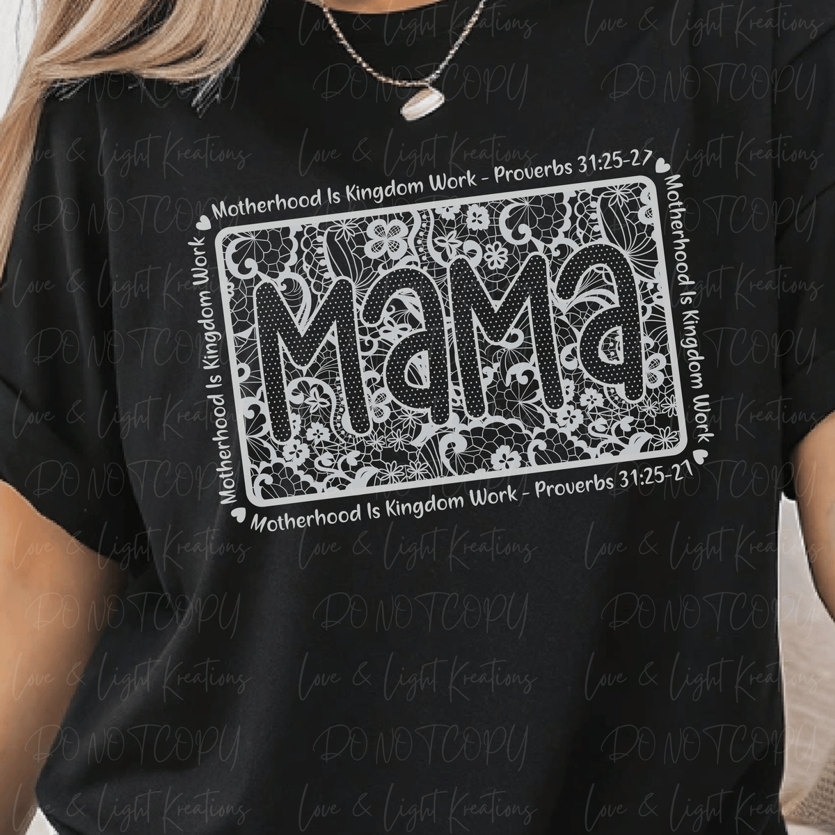 Mama Motherhood is Kingdom Work Faux Lace White
