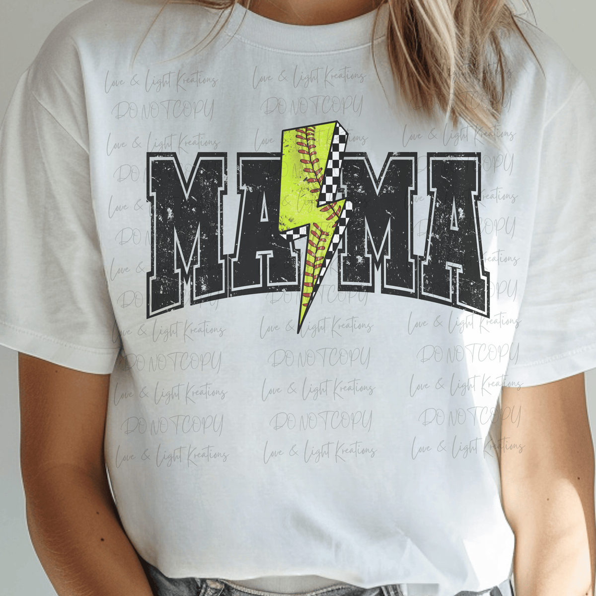 Mama with Softball Lightening Bolt