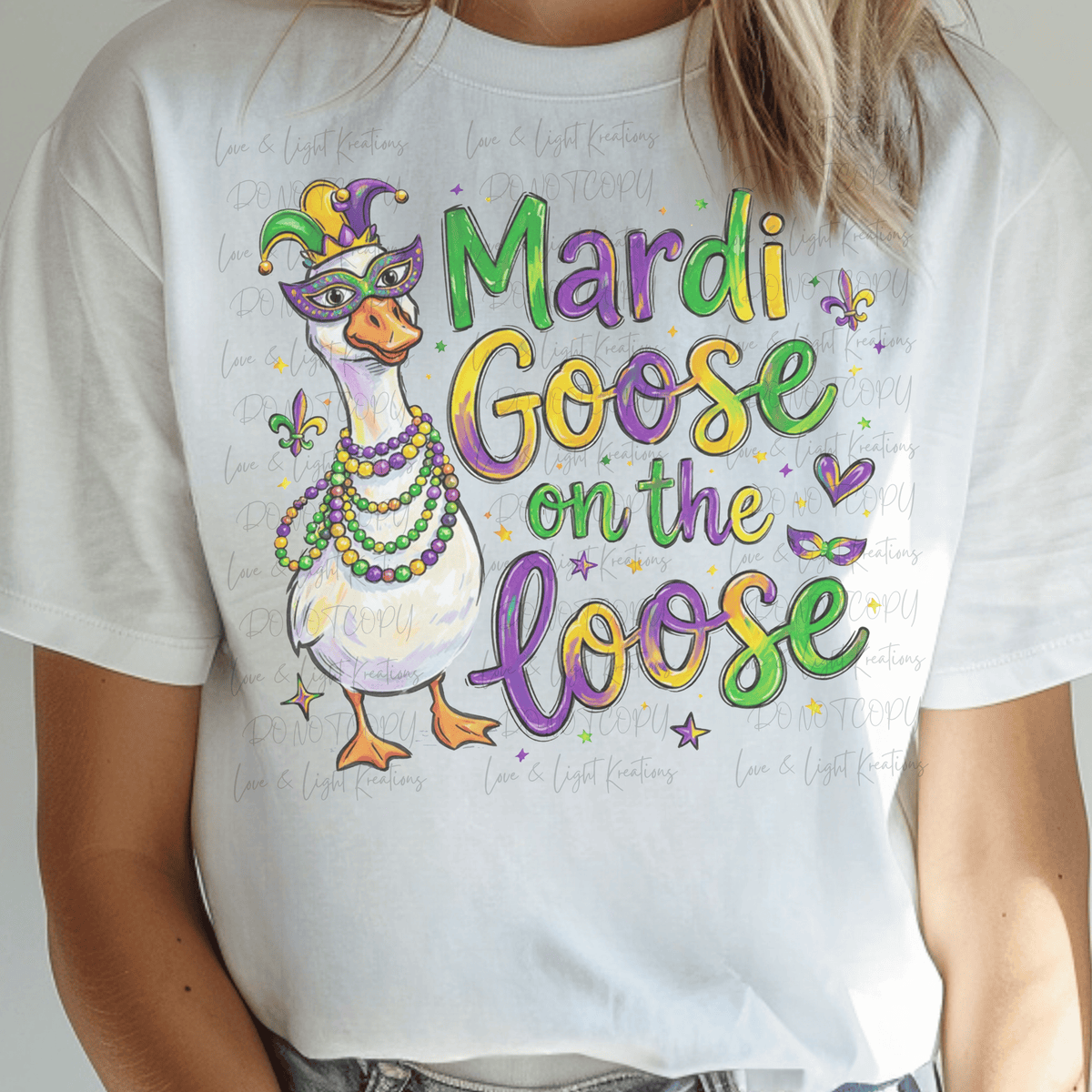 Mardi Goose on the Loose with Mardi Gras Goose with Beads