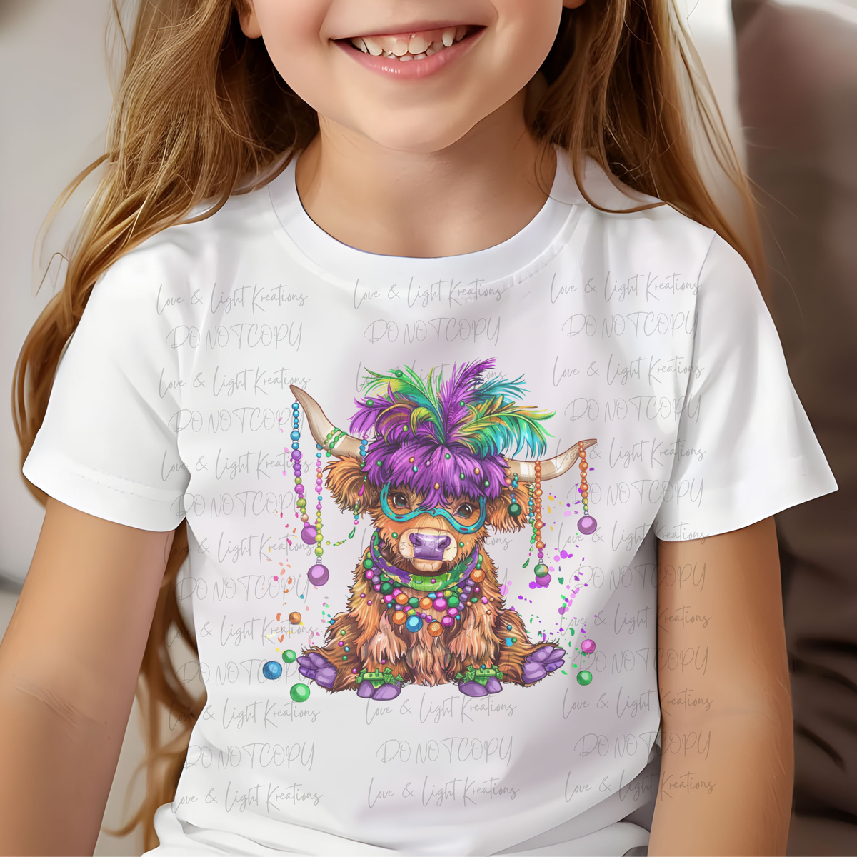 Mardi Gras Highland Cow with Fun Decor