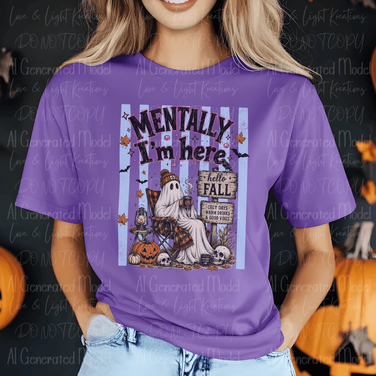 Mentally I'm Here Ghost Drinking Coffee