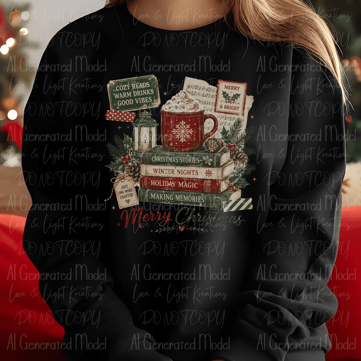 Merry Christmas Book Stack Hot Chocolate