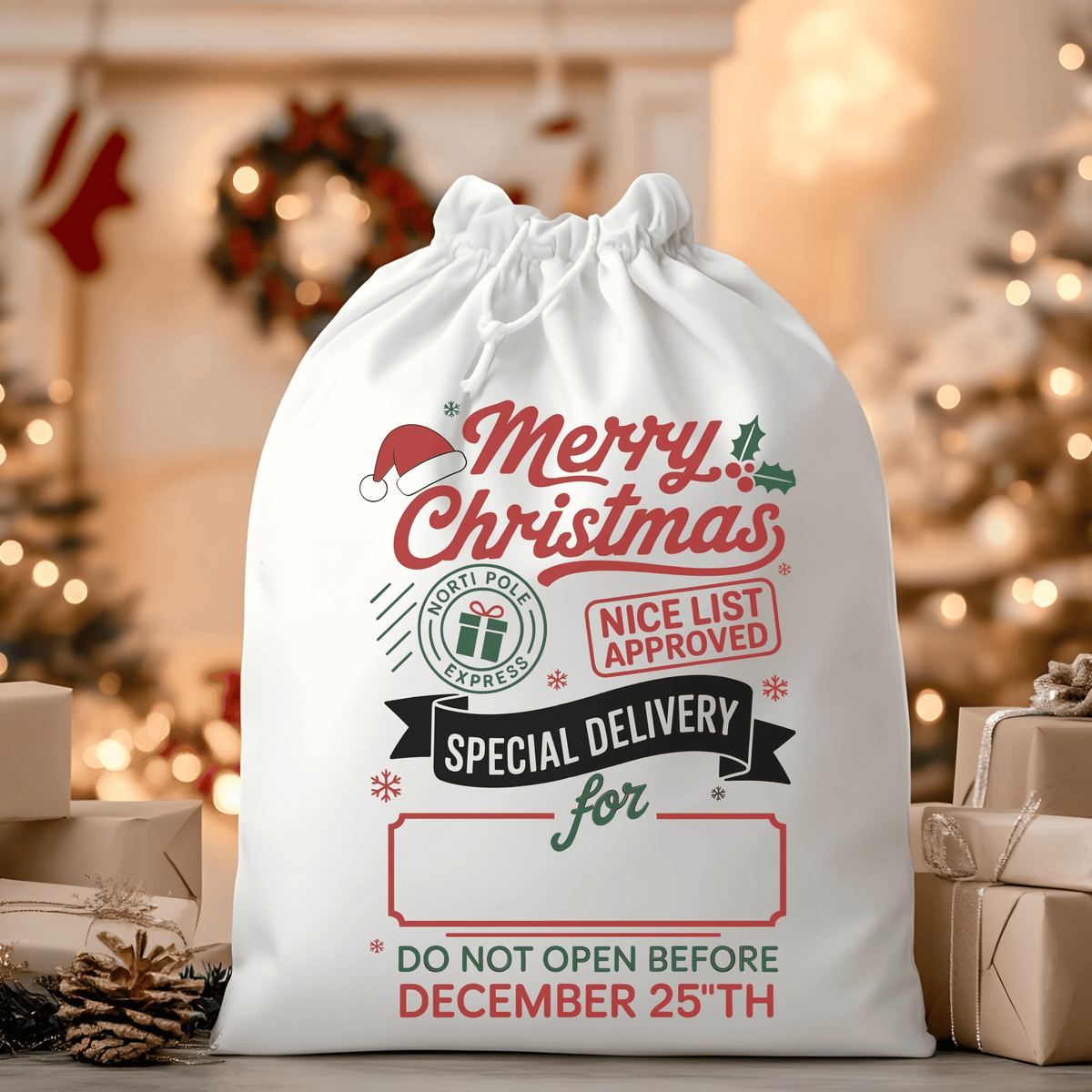 Merry Christmas Nice List Approved Santa Sack
