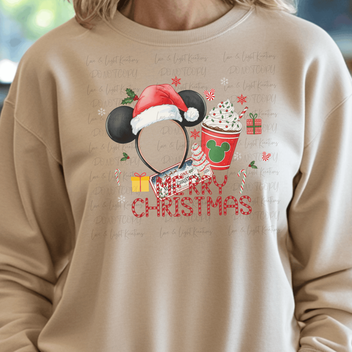 Mouse Ears Headband with Christmas Elements