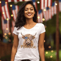 Moorica Highland Cow with American Flag Glasses