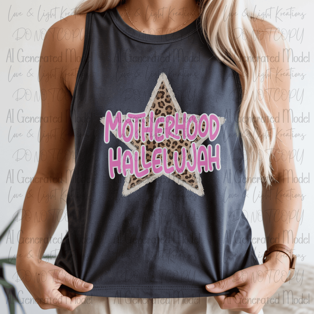 Motherhood Hallelujah Pink with Leopard Print Star
