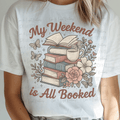 My Weekend is All Booked with a Stack of Books, Flowers, and Butterflies