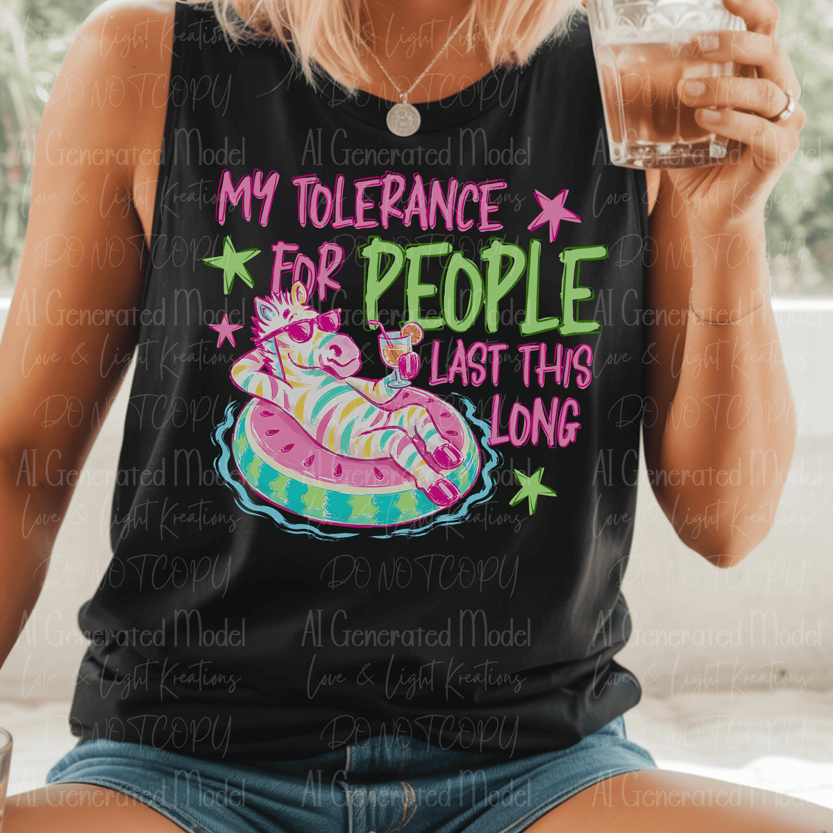 My Tolerance for People Last This Long Neon Zebra Floating Watermelon