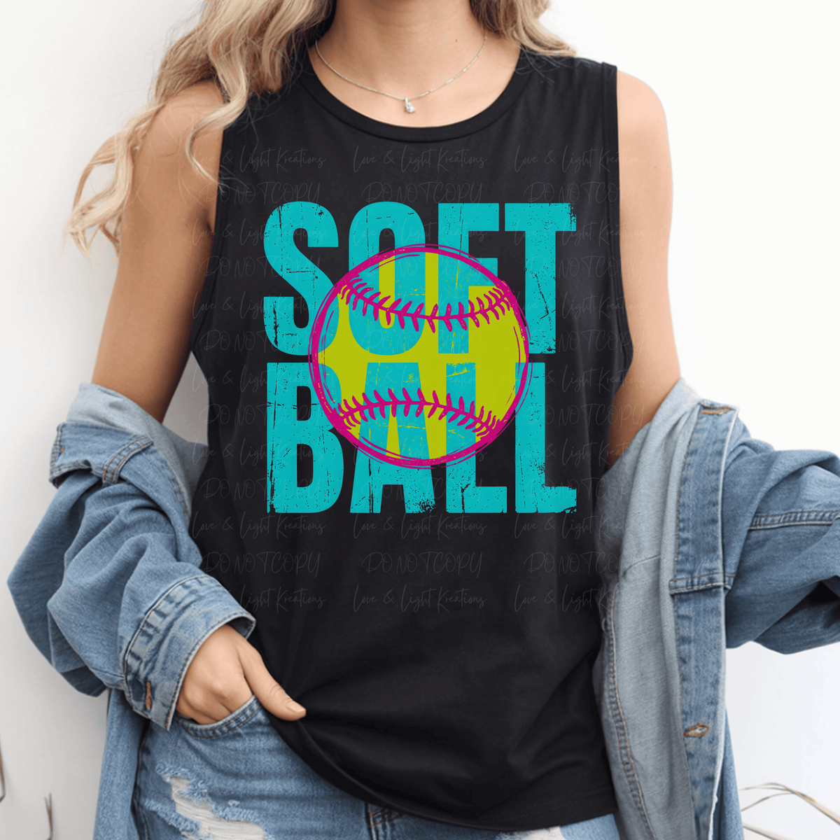 Neon Blue Softball with Pink and Yellow Softball