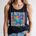 Neon Bright Sea Turtle Stripes and Coral