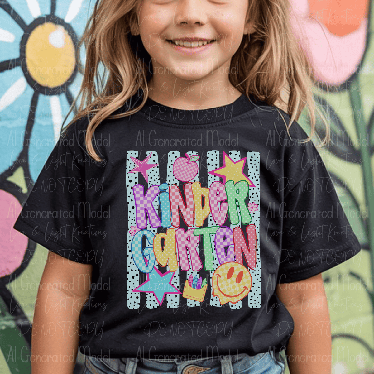 Neon Checkered Kindergarten Melting Smiley