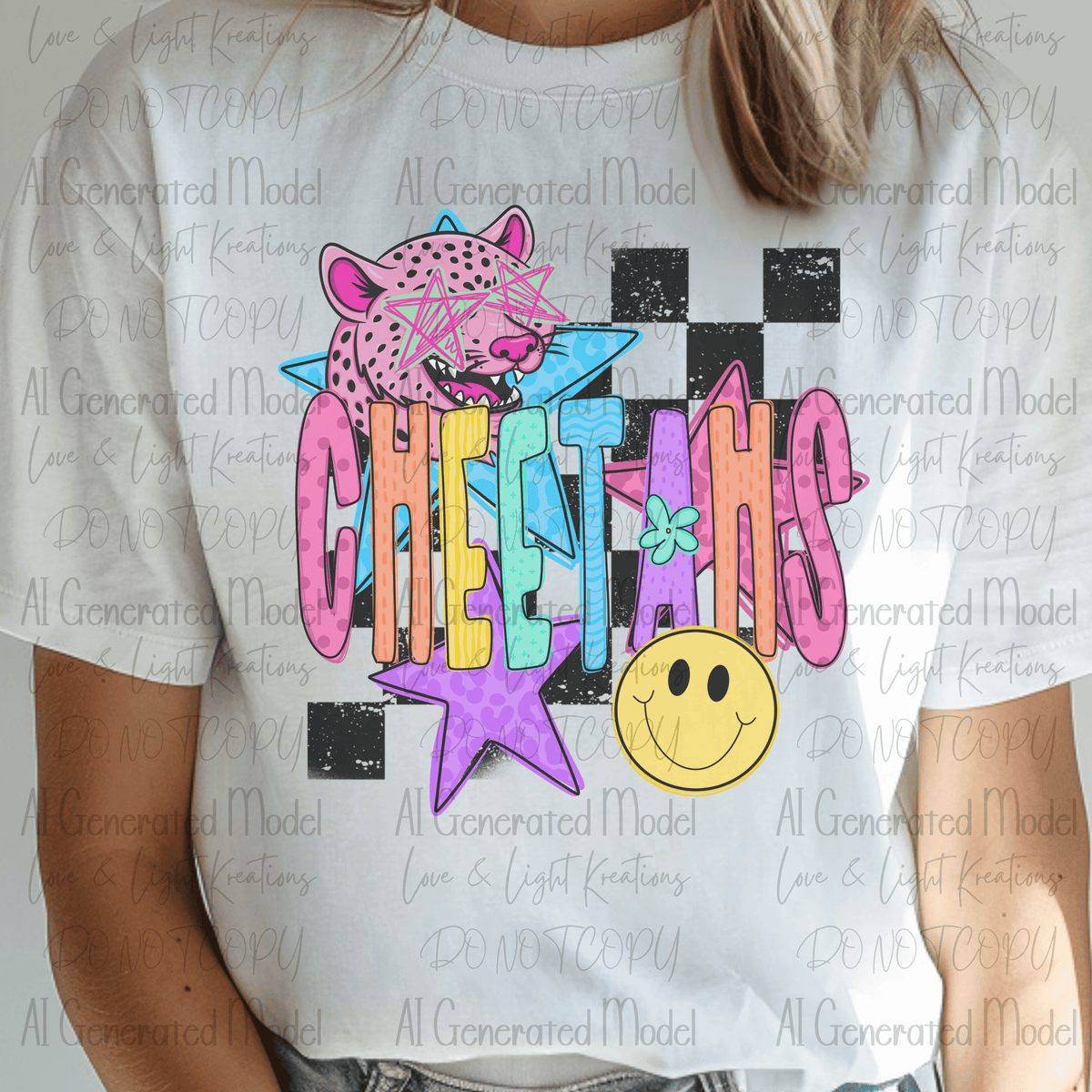 Neon Checkered Mascot Cheetahs