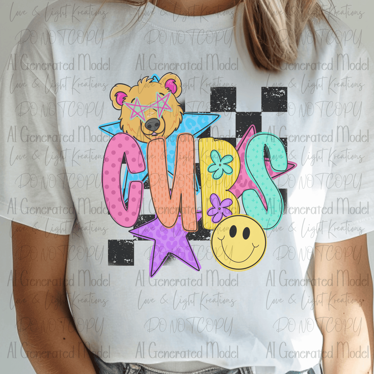 Neon Checkered Mascot Cubs