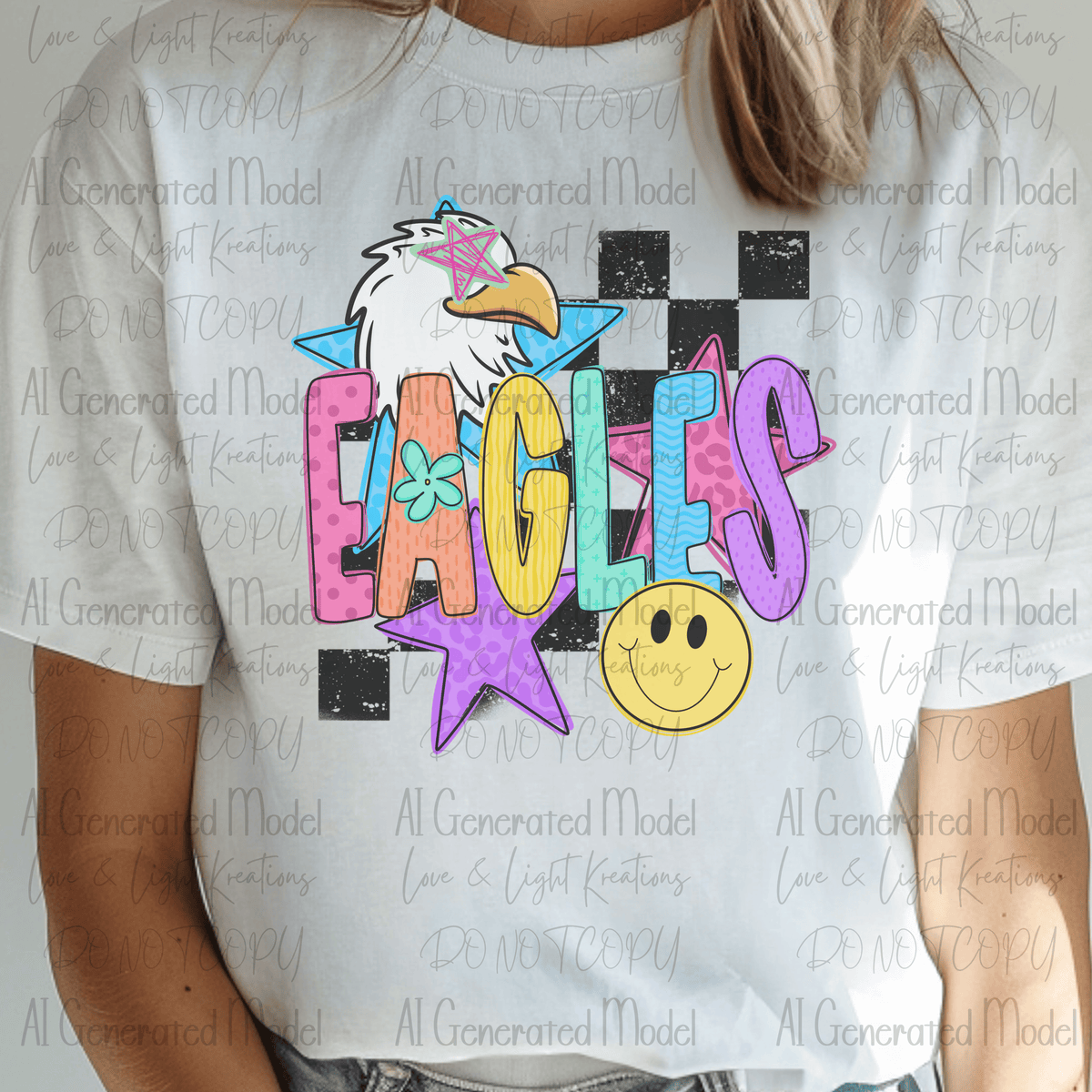 Neon Checkered Mascot Eagles