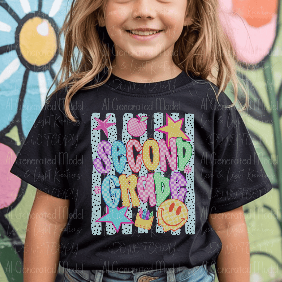 Neon Checkered Second Grade Melting Smiley