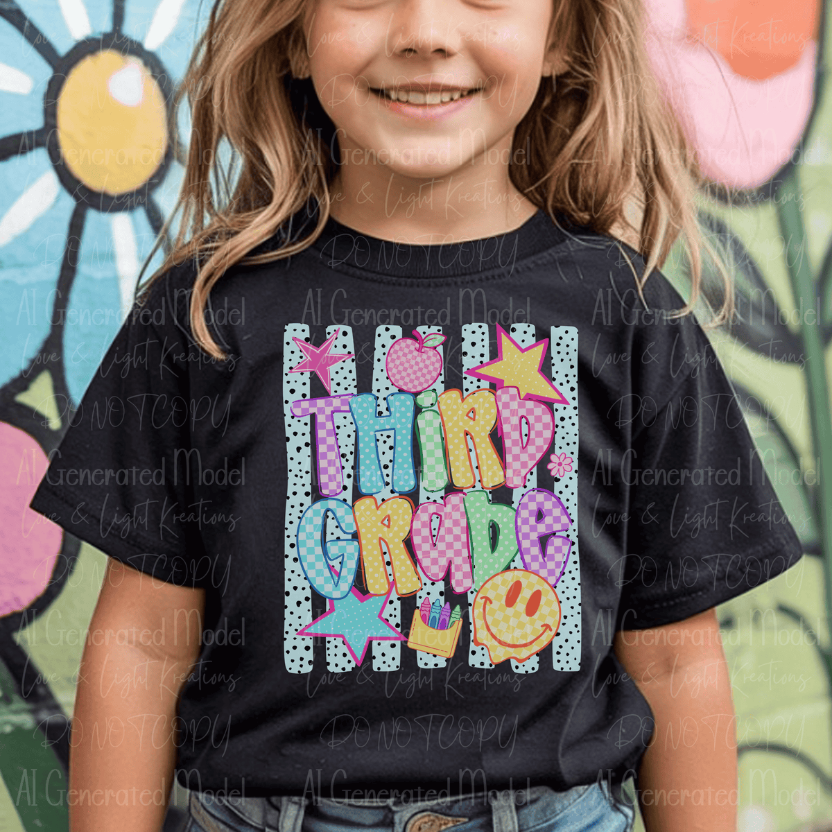 Neon Checkered Third Grade Melting Smiley