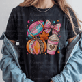 Neon Fall Football Pumpkin Bow and Coffee