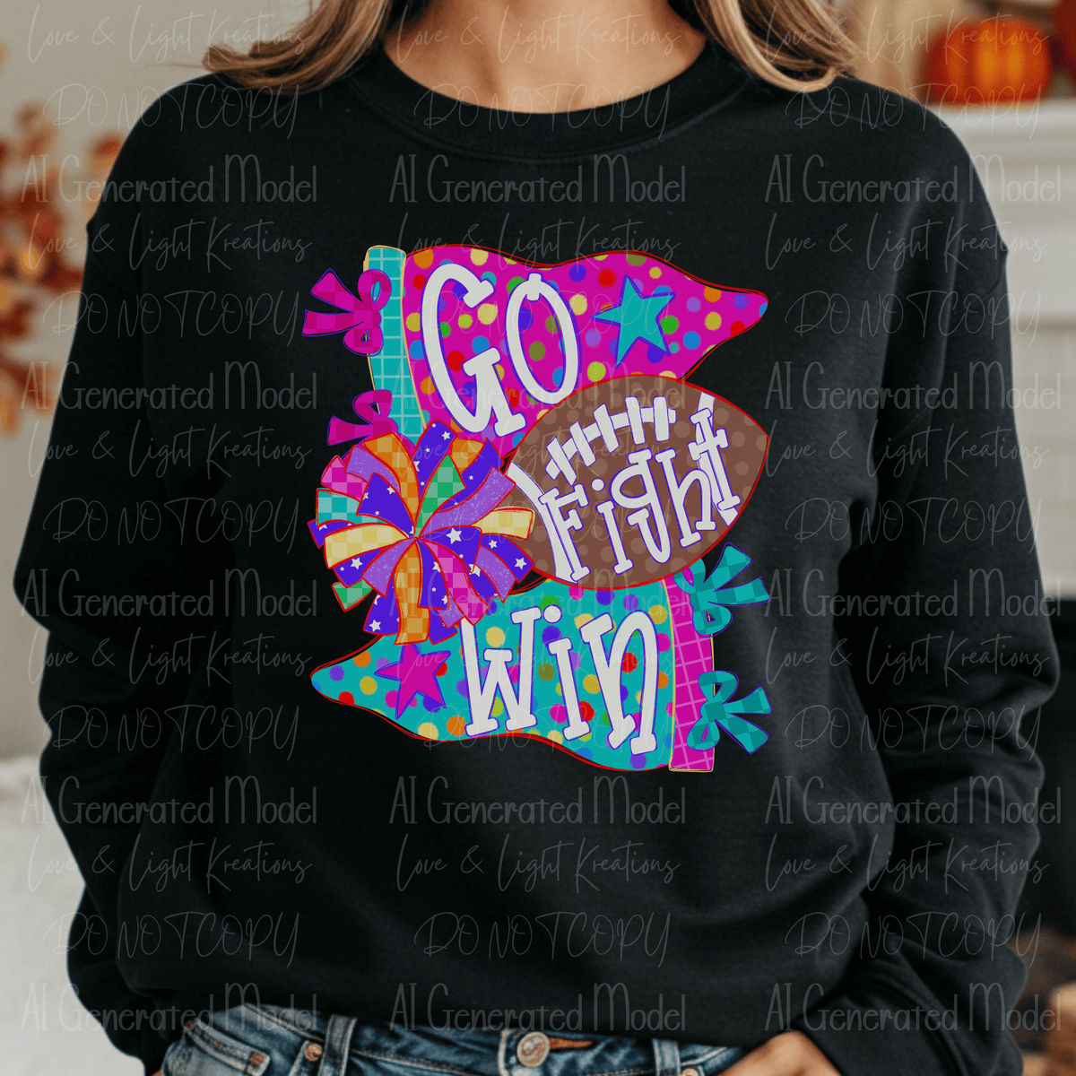 Neon Football Pennant Go Fight Win