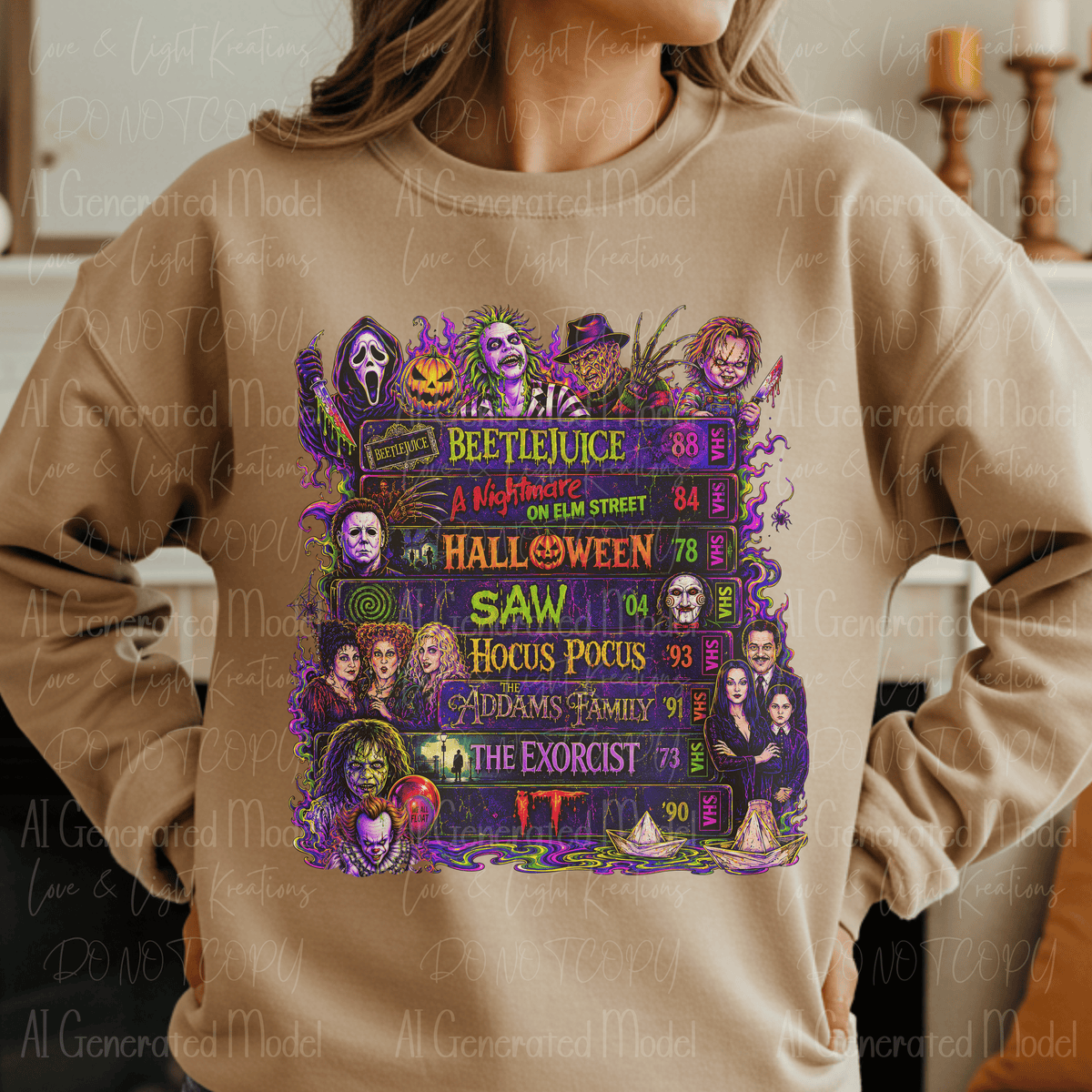 Neon Halloween Movies Stacked