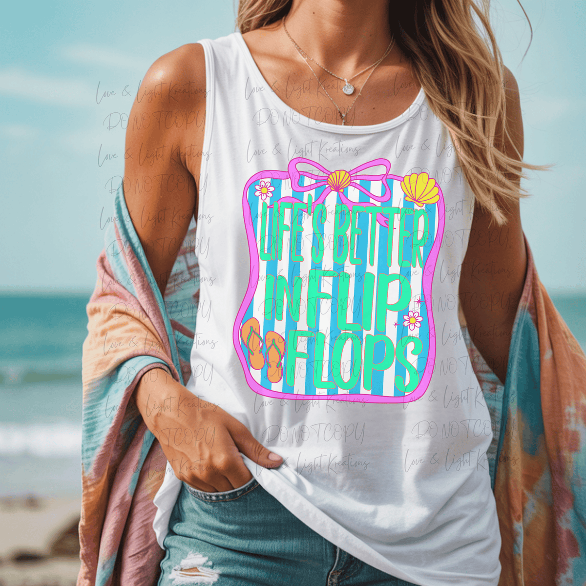 Neon Life's Better in Flip Flops Stamp