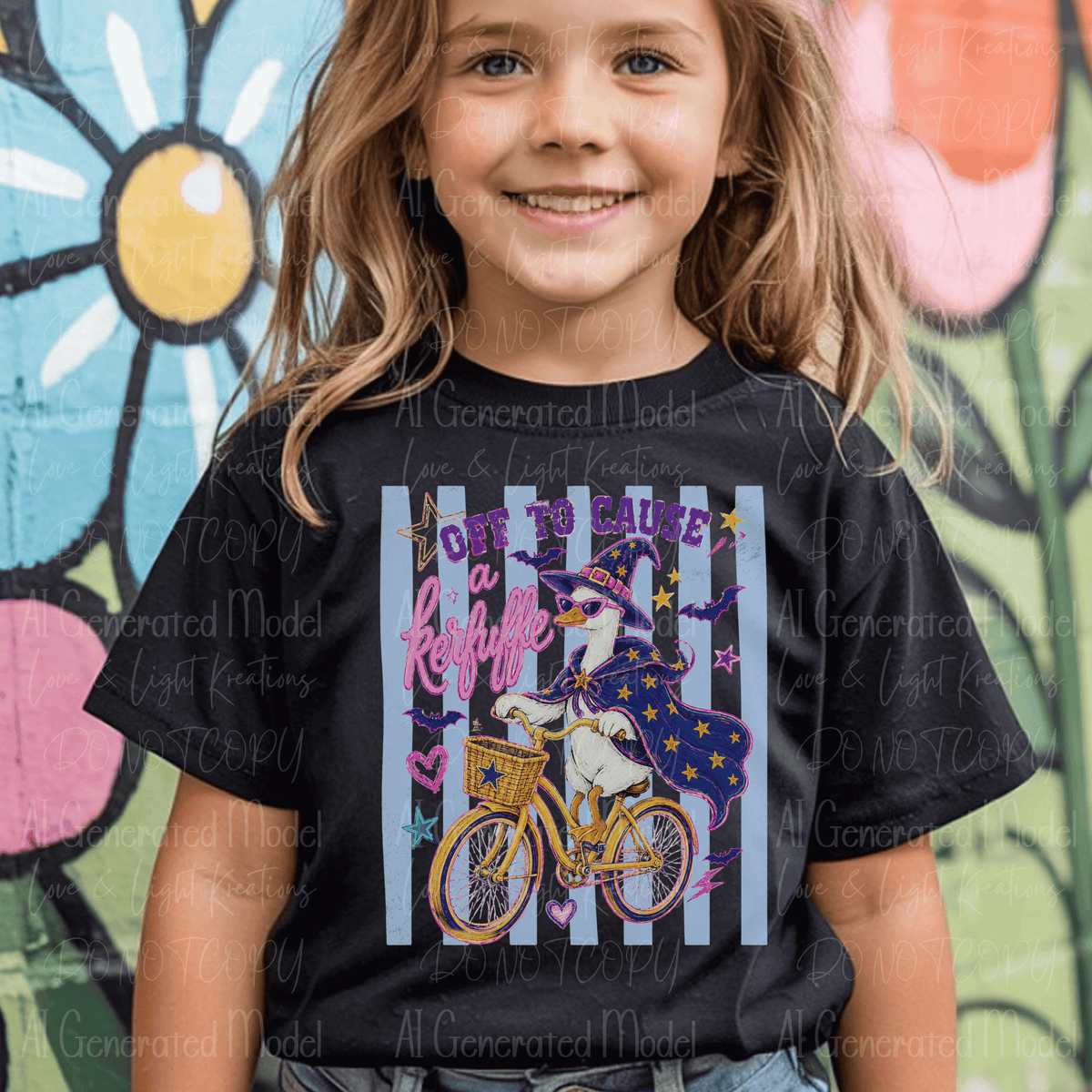 Neon Off to Cause a Kerfuffe Goose Riding a Bike Blue Stripes