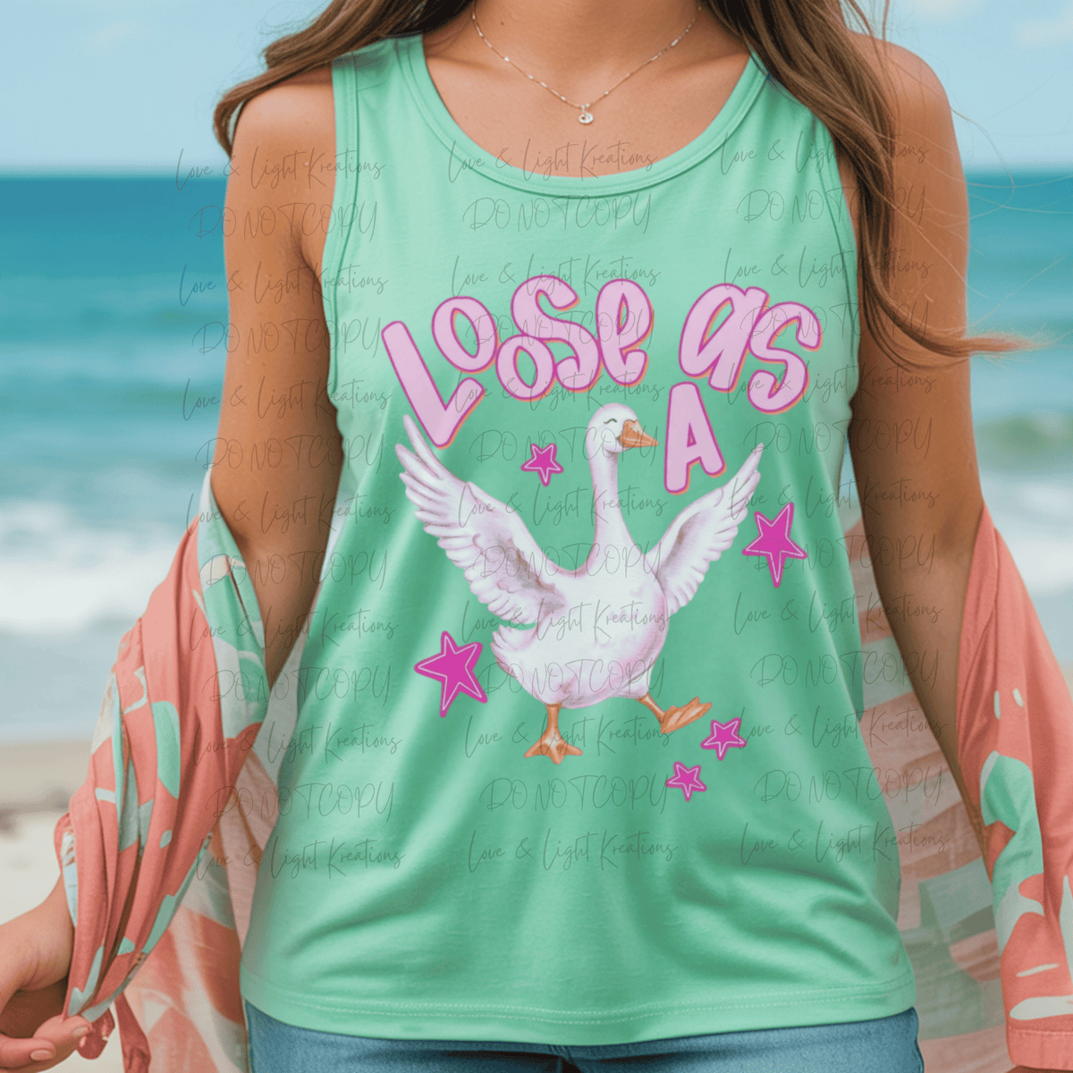 Neon Pink Loose as a Goose with Stars