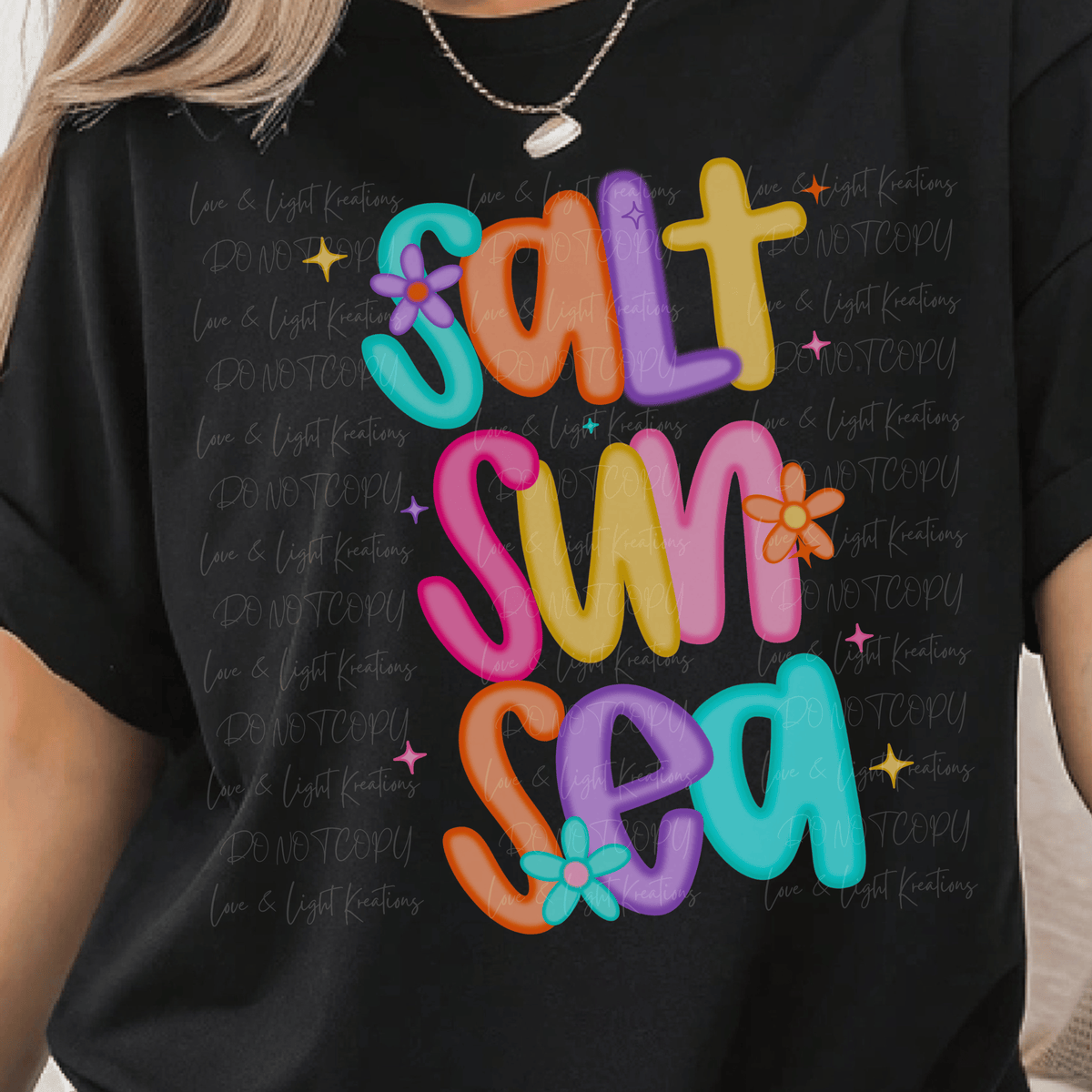Neon Salt, Sun, and Sea with Stars and Flowers