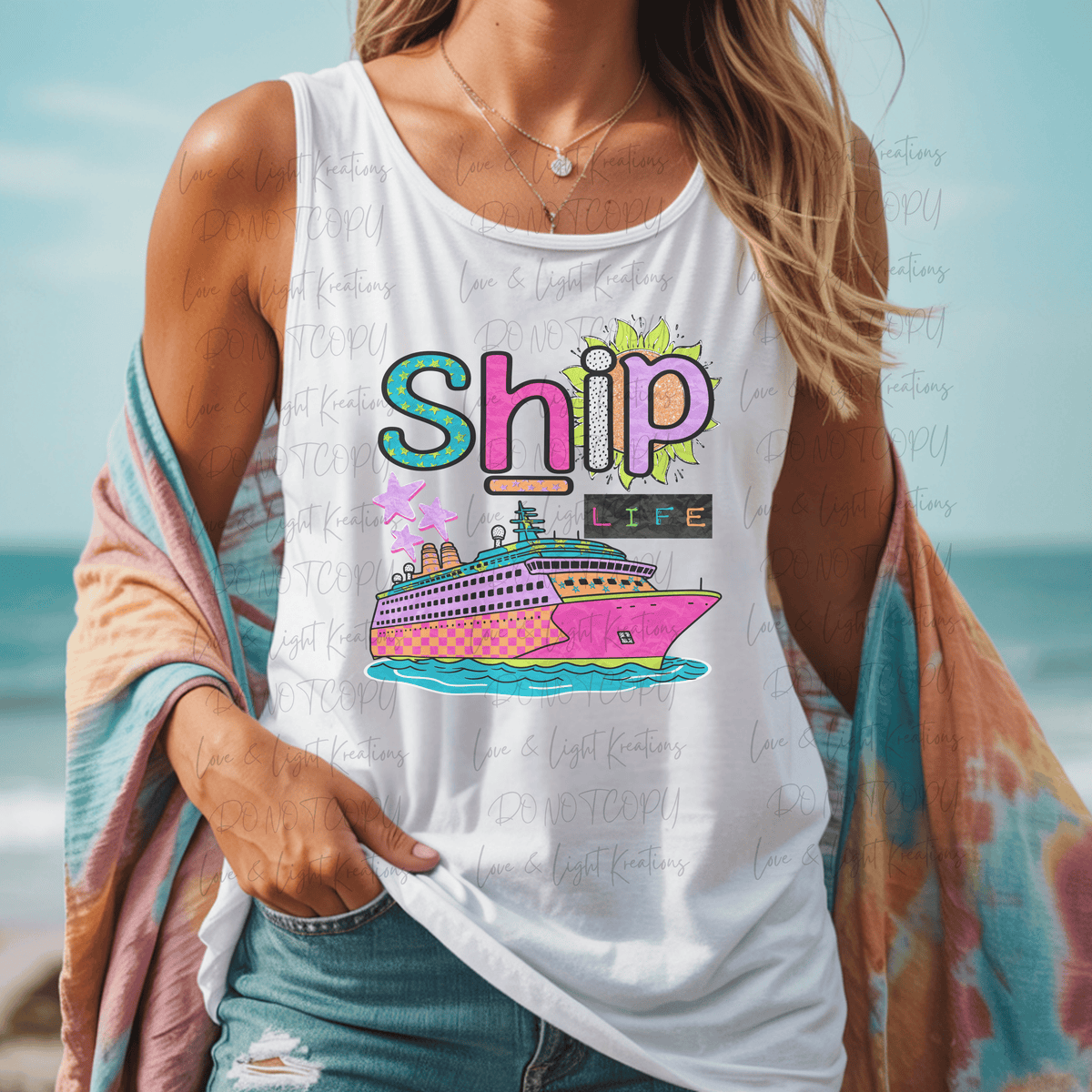 Neon Ship Life with Cruise Ship