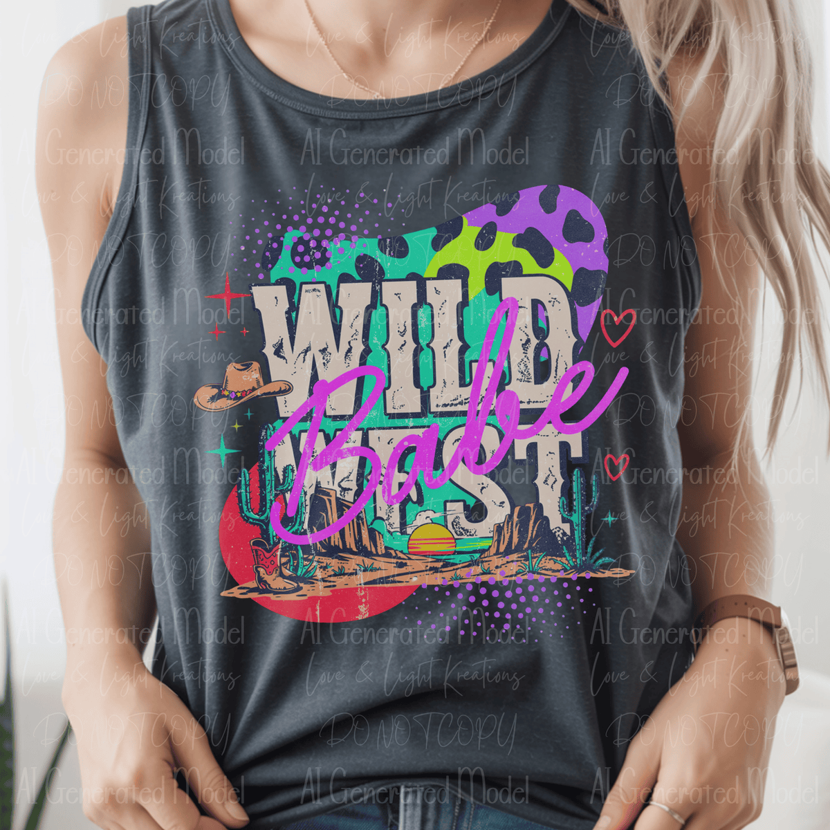 Neon Wild West Babe Patterns Western