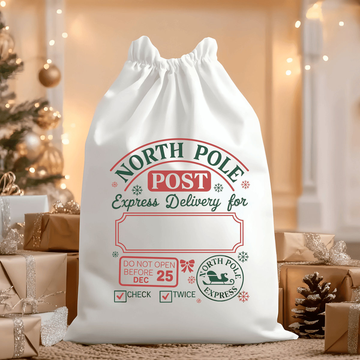North Pole Post Express Delivery Santa Sack