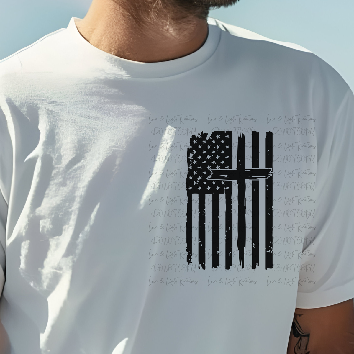 One Nation Under God Cross with Flag