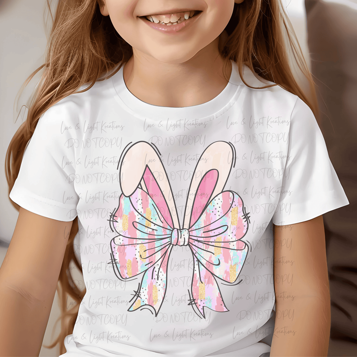 Paint Stroke Coquette Bow with Easter Bunny Ears