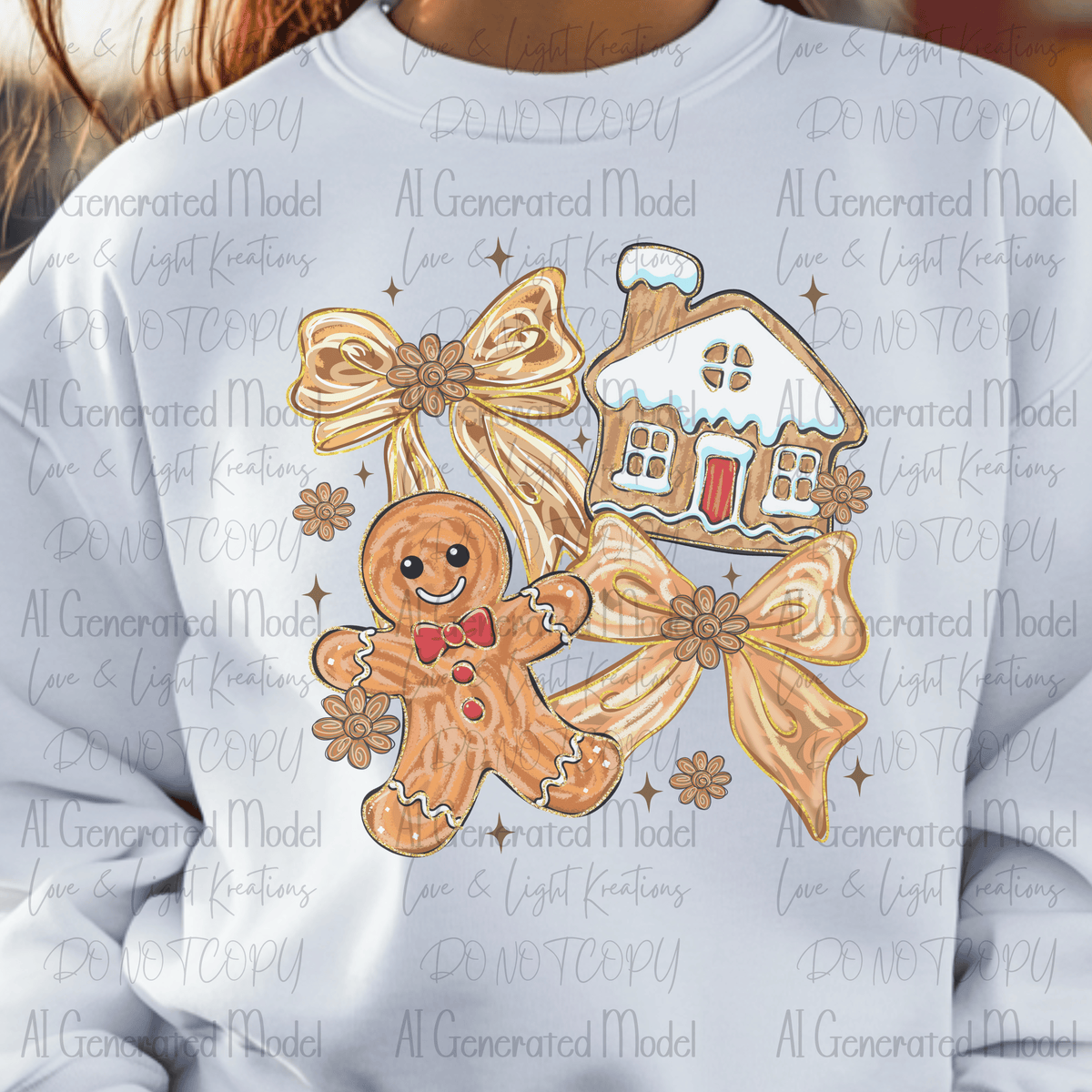 Paint Stroke Gingerbread Man and House with Bows