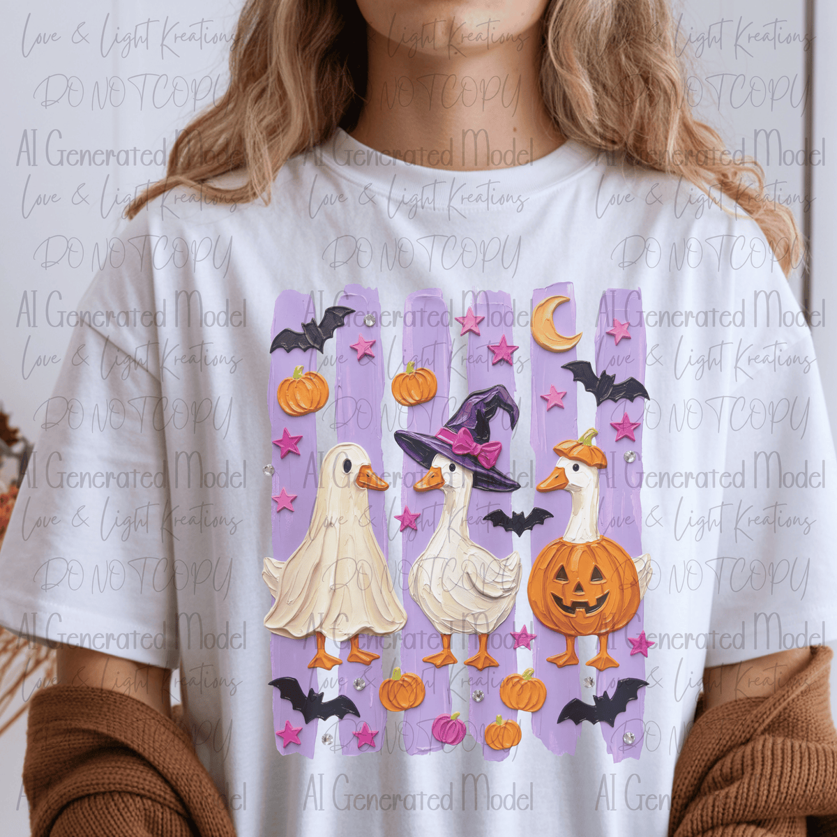 Paint Stroke Halloween Geese Purple Stripes