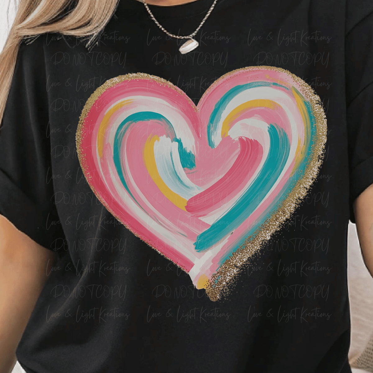Paint Stroke Heart with Faux Glitter