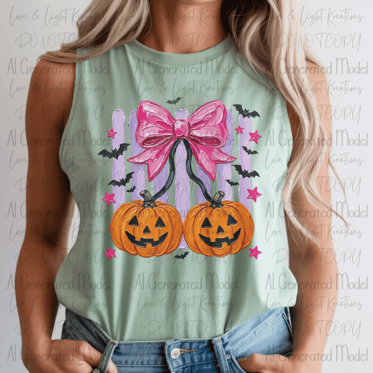 Paint Stroke JackOLantern Cherries Pink Coquette Bow