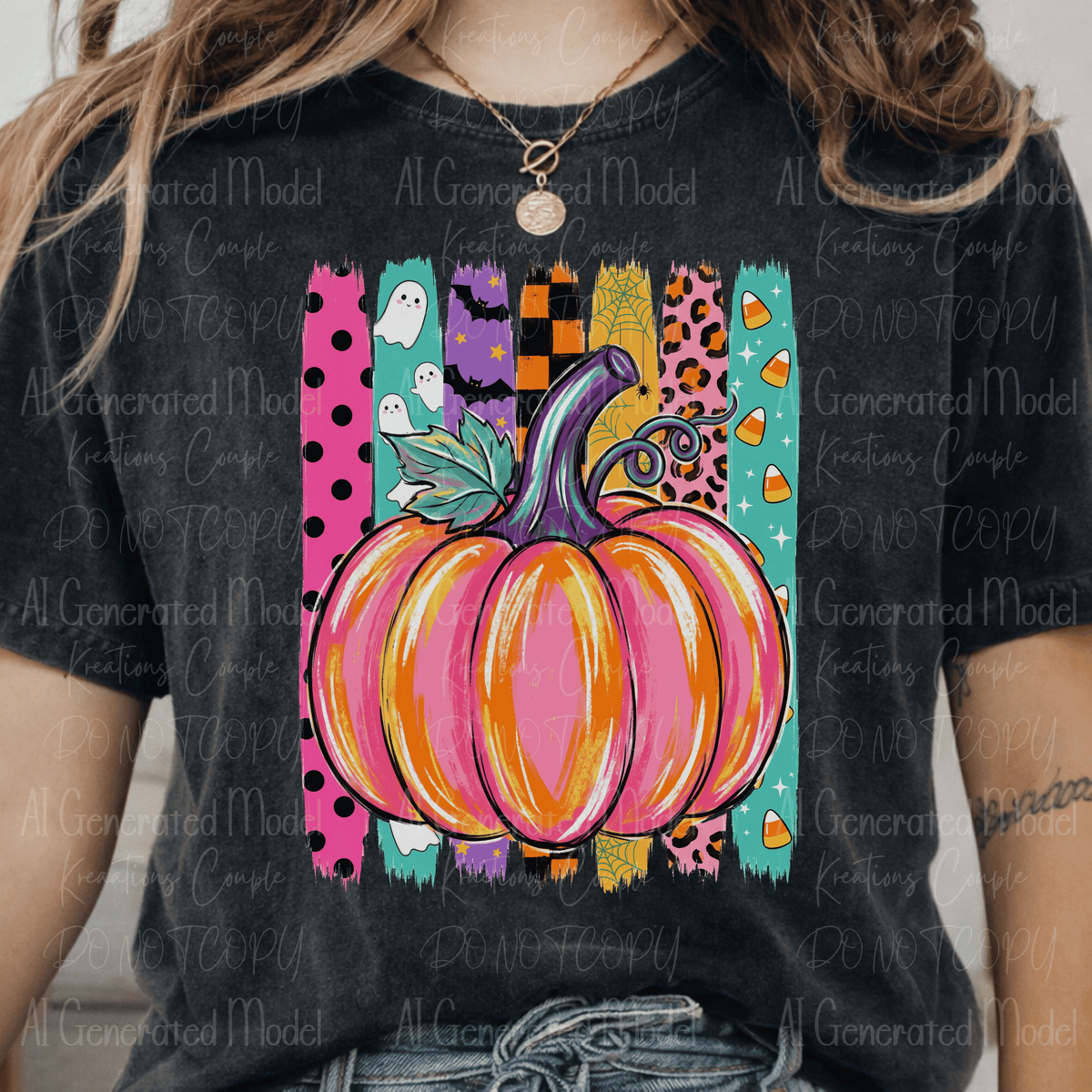 Painted Pumpkin with Preppy Stripes